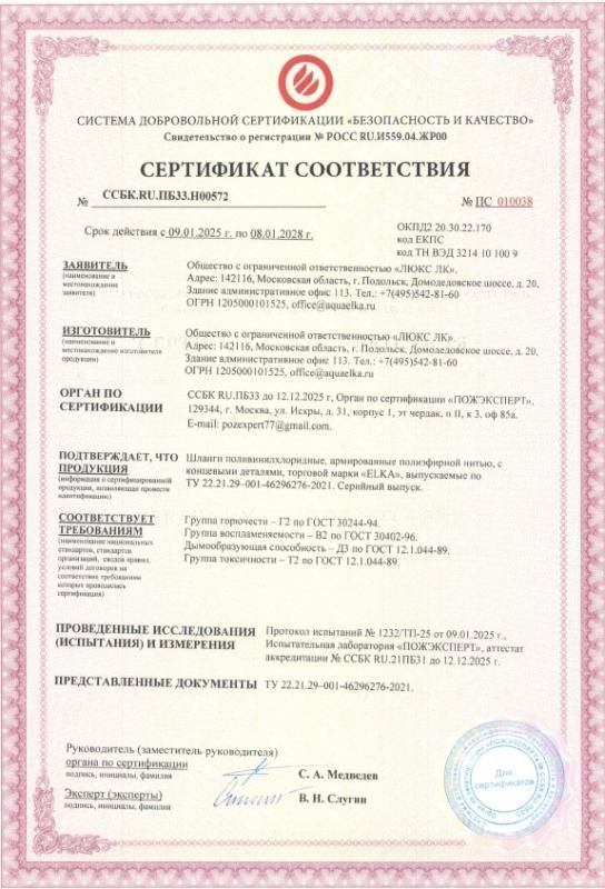 Сертификат пожарной безопасности