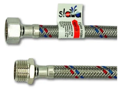 Гибкая подводка  для воды SLAVA серия ПРОФИ, ВР/НР 1/2"-1/2"