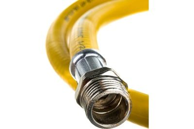 Подводка гибкая для газа ELKA, ПВХ с полиэфирной нитью 10*15 мм (белый), 1/2"-1/2", ВР/НР, производство